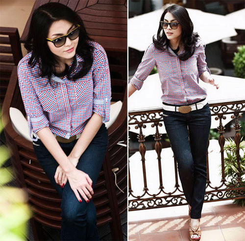 Bộ trang phục không quá hiện đại hay thật mốt nhưng ngọc nữ vẫn sáng và thu hút mọi ánh nhìn