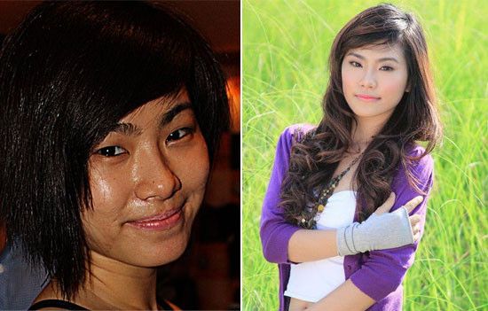 So với đời thực thì bức ảnh long lanh trong nắng của Lương Bích Hữu không bị hồ môi dầu và sạm như mặt mộc