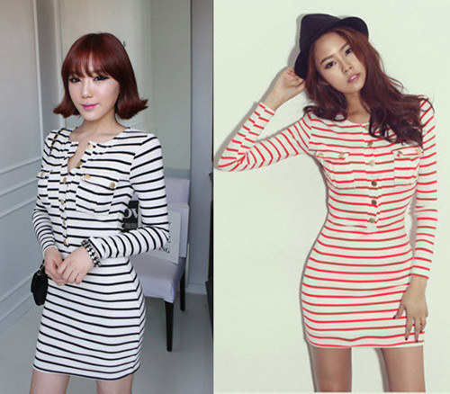 Váy liền kẻ sọc trẻ trung cho không khí công sở