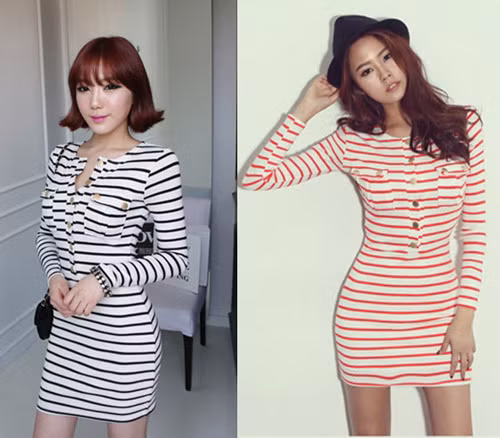 Váy liền kẻ sọc trẻ trung cho không khí công sở