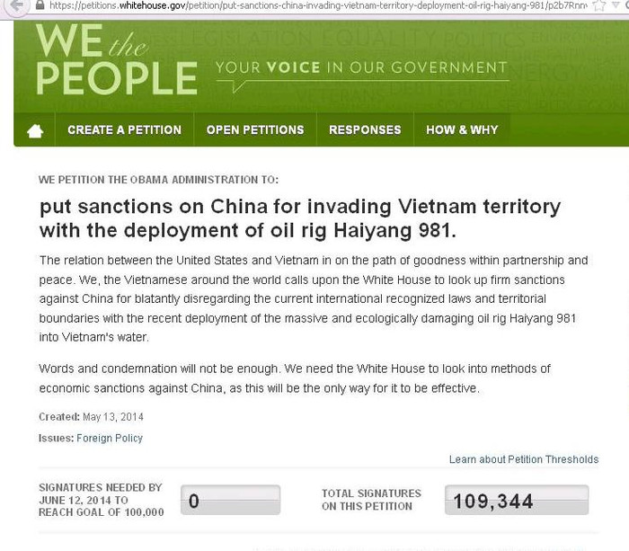 Bản kiến nghị đã vượt quá 100 000 chữ ký. Bản kiến nghị đã vượt quá 100 000 chữ ký.