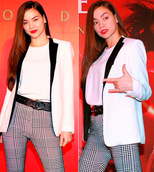 ồ Ngọc Hà là một người đẹp rất 'bồ kết' blazer trắng. Cô mặc nó đi sự kiện và cả khi biểu diễn trên sân khấu. Chiếc blazer này với phần viên cổ áo màu đen rất nổi bật. Hà Hồ đã mix nó với quần kẻ sọc đen trắng rất ăn nhập ồ Ngọc Hà là một người đẹp rất 'bồ kết' blazer trắng. Cô mặc nó đi sự kiện và cả khi biểu diễn trên sân khấu. Chiếc blazer này với phần viên cổ áo màu đen rất nổi bật. Hà Hồ đã mix nó với quần kẻ sọc đen trắng rất ăn nhập