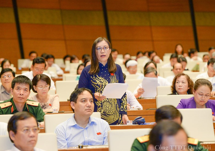 Đại biểu Lê Thị Nga (đoàn Thái Nguyên) - Chủ nhiệm Ủy ban Tư pháp của Quốc hội cho rằng, con số Bộ trưởng Đào Ngọc Dung thông tin mỗi năm có 2000 vụ bạo hành trẻ em là không sát thực. Ảnh: Quochoi.vn
