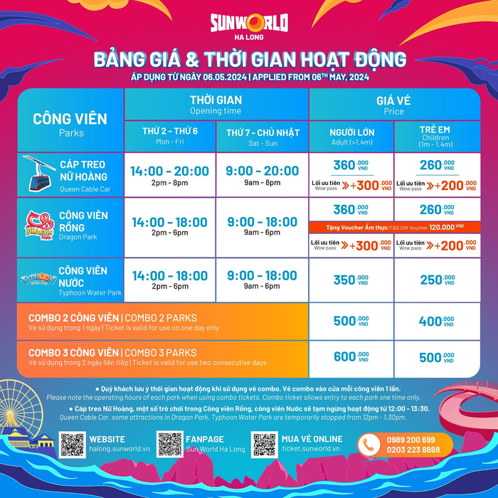 Bảng giá với nhiều combo hấp dẫn dành riêng cho mùa hè tại Sun World Ha Long. Bảng giá với nhiều combo hấp dẫn dành riêng cho mùa hè tại Sun World Ha Long.