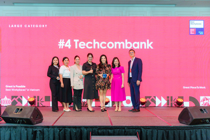 Techcombank lọt Top 4 Bảng xếp hạng Best Workplaces 2024 - hạng mục Doanh nghiệp lớn. Techcombank lọt Top 4 BXH Best Workplaces 2024 - hạng mục Doanh nghiệp lớn.jpg