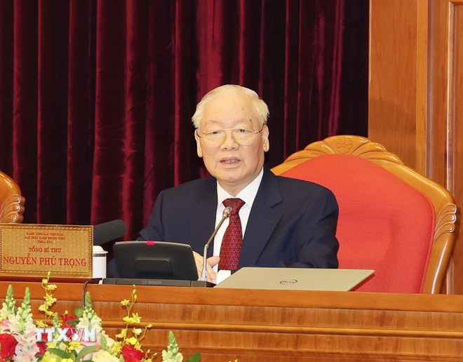 Tổng Bí thư Nguyễn Phú Trọng phát biểu khai mạc Hội nghị Trung ương lần thứ chín, khóa XIII. (Ảnh: Trí Dũng/TTXVN) Tổng Bí thư Nguyễn Phú Trọng phát biểu khai mạc Hội nghị Trung ương lần thứ chín, khóa XIII. (Ảnh: Trí Dũng/TTXVN)