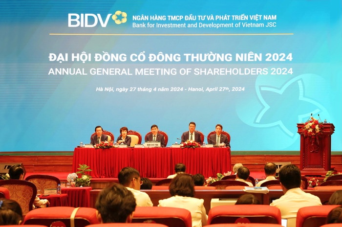 Đại hội đồng cổ đông thường niên BIDV năm 2024 diễn ra thành công tốt đẹp. Anh Dai hoi dong co dong BIDV nam 2024.jpg