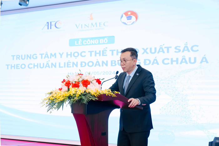 Chủ tịch Liên đoàn Bóng đá Việt Nam - Ông Trần Quốc Tuấn phát biểu tại Lễ công bố sáng nay. Anh 6 (1).jpg