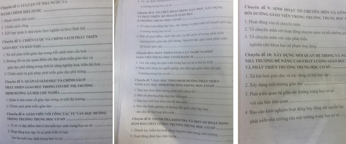 Các chuyên đề giáo viên phải “chịu đựng” khi tập huấn. Nguồn do tác giả cung cấp.