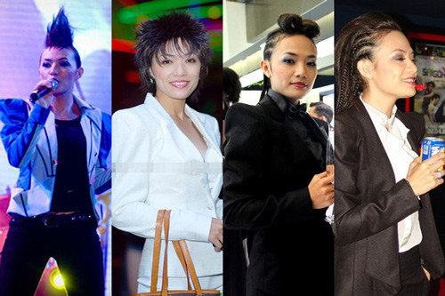 Tina Tình - nổi loại với nhiều phong cách Trái với phong cách kẹo ngọt của Trang Nhung, cô ca sĩ sở hữu chất giọng lạ - Tina Tình mạnh mẽ bất ngờ với những ý tưởng táo bạo trong phong cách. Đặc biệt là sự phá cách trong những kiểu tóc của mình. Tina thích phong cách thời trang manly bụi bặm như rocker. Đây hẳn là ca sĩ có nhiều "tối kiến" về tóc nhất showbiz Việt. Có vẻ như các kiểu tóc này không được đón nhận và có phần gây phản cảm. Tina Tình - nổi loại với nhiều phong cách Trái với phong cách kẹo ngọt của Trang Nhung, cô ca sĩ sở hữu chất giọng lạ - Tina Tình mạnh mẽ bất ngờ với những ý tưởng táo bạo trong phong cách. Đặc biệt là sự phá cách trong những kiểu tóc của mình. Tina thích phong cách thời trang manly bụi bặm như rocker. Đây hẳn là ca sĩ có nhiều "tối kiến" về tóc nhất showbiz Việt. Có vẻ như các kiểu tóc này không được đón nhận và có phần gây phản cảm.