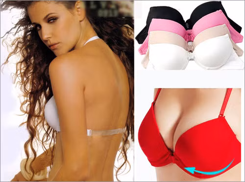 Mẫu áo lót với những miếng sillicon dày, vuông góc 90 độ giúp người đẹp tôn, đẩy ngực