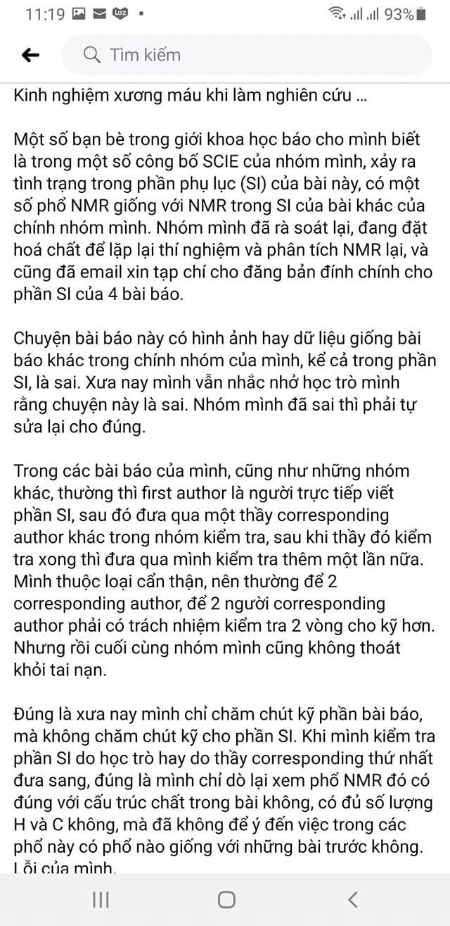 Ngay từ chiều 8/3, Giáo sư Phan Thanh Sơn Nam đã cho đăng tải công khai việc này trên trang cá nhân (ảnh: P.L)