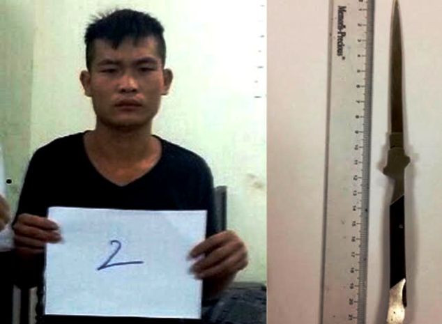 Đối tượng Nguyễn Văn Hiếu và hung khí gây án Đối tượng Nguyễn Văn Hiếu và hung khí gây án