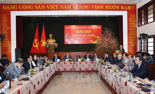 Quang cảnh buổi giao ban báo chí. Ảnh: Phương Hoa/TTXVN