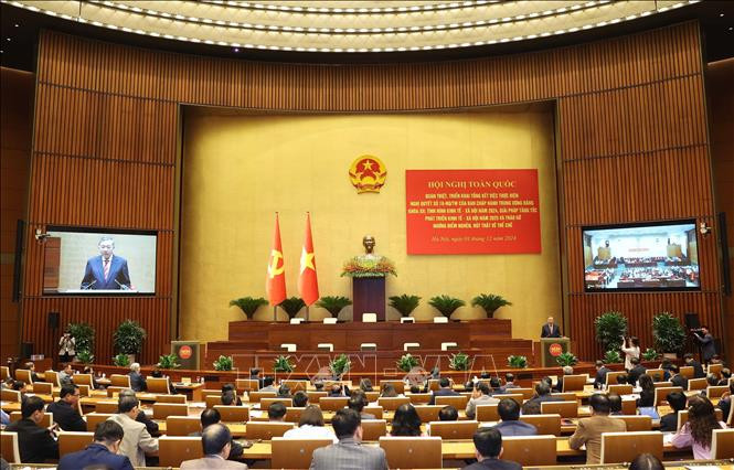 Tổng Bí thư Tô Lâm phát biểu chỉ đạo Hội nghị toàn quốc quán triệt, triển khai tổng kết việc thực hiện Nghị quyết số 18-NQ/TW. Ảnh: Thống Nhất/TTXVN Tổng Bí thư Tô Lâm phát biểu chỉ đạo Hội nghị toàn quốc quán triệt, triển khai tổng kết việc thực hiện Nghị quyết số 18-NQ/TW. Ảnh: Thống Nhất/TTXVN