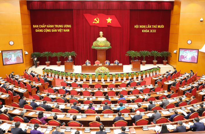 Phiên khai mạc Hội nghị Trung ương lần thứ 10, khóa XIII. Ảnh: TTXVN Phiên khai mạc Hội nghị Trung ương lần thứ 10, khóa XIII. Ảnh: TTXVN