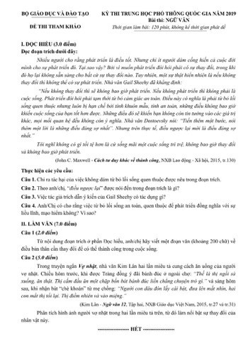 Đề minh họa 2019