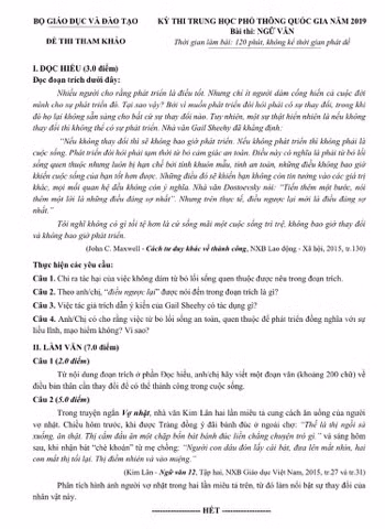 Đề minh họa 2019