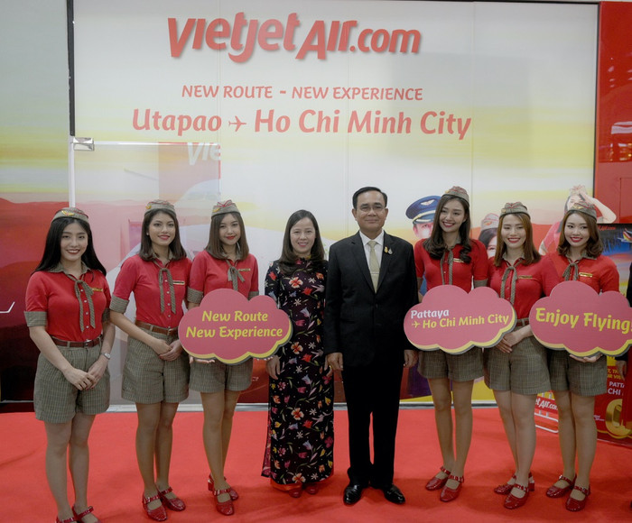 Thủ tướng Thái Lan thăm và chúc mừng Vietjet mở đường bay mới Thành phố Hồ Chí Mình – Pattaya (hạ cánh tại sân bay U-Tapao) Thủ tướng Thái Lan thăm và chúc mừng Vietjet mở đường bay mới Thành phố Hồ Chí Mình – Pattaya (hạ cánh tại sân bay U-Tapao)