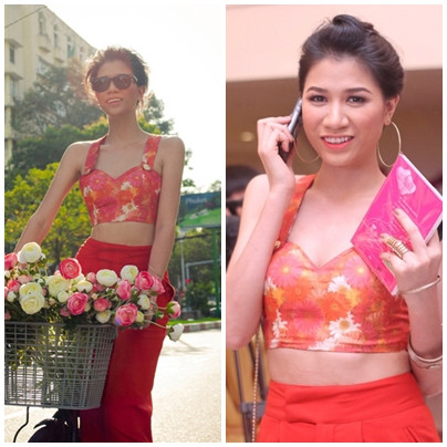 Trang Trần không phải là một người mẫu có vòng em lý tưởng, nhưng phần bụng của cô cũng khá phẳng, vì thế nên cô mix một chiếc crop top với quần cạp cao, khoảng hở vừa phải khiến cô thật sexy mà đủ tinh tế. Trang Trần không phải là một người mẫu có vòng em lý tưởng, nhưng phần bụng của cô cũng khá phẳng, vì thế nên cô mix một chiếc crop top với quần cạp cao, khoảng hở vừa phải khiến cô thật sexy mà đủ tinh tế.