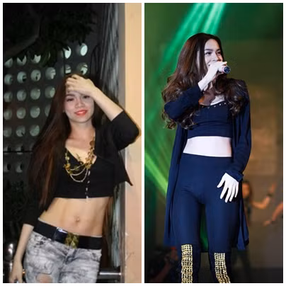 Hồ Ngọc Hà mix crop top với áo khoác mỏng