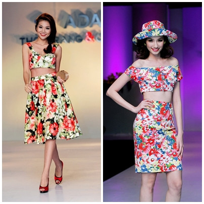 Những chiếc crop top hoa mix với chân váy hoa cùng màu rất nổi bật và duyên dáng Những chiếc crop top hoa mix với chân váy hoa cùng màu rất nổi bật và duyên dáng