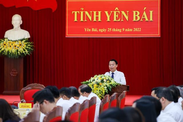 Bí thư Tỉnh ủy Yên Bái Đỗ Đức Duy phát biểu tại cuộc làm việc. Ảnh: VGP/Nhật Bắc Bí thư Tỉnh ủy Yên Bái Đỗ Đức Duy phát biểu tại cuộc làm việc. Ảnh: VGP/Nhật Bắc