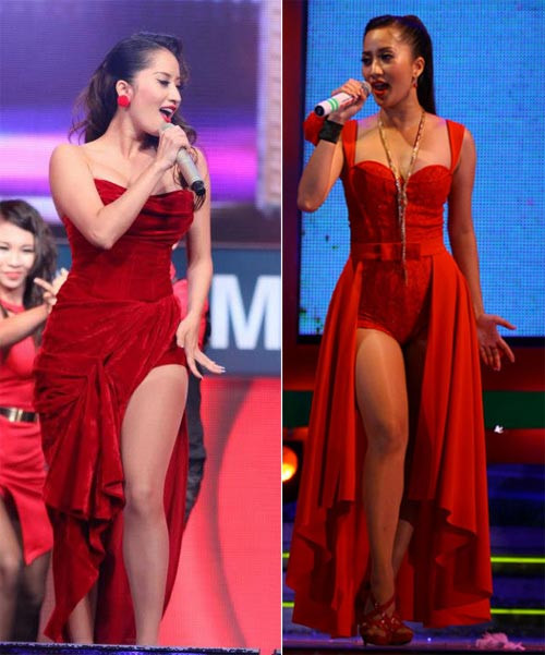 4. Khánh Thy Xuất thân là một vũ công dance sport nên phong cách thời trang trên sân khấu âm nhạc của Khánh Thy cũng bị ảnh hưởng nhiều bởi váy áo vũ công. Đó là là sự lòa loẹt, hở hang. Đặc biệt Khánh Thy rất chuộng mốt quần chẽn siêu ngắn mặc dù cô không sở hữu đôi chân thật dài và thon gọn. Những bộ cánh quá ngắn của Khánh Thy trên sân khấu cũng nhận phải nhiều chỉ trích từ phía khán giả nghe nhạc. 4. Khánh Thy Xuất thân là một vũ công dance sport nên phong cách thời trang trên sân khấu âm nhạc của Khánh Thy cũng bị ảnh hưởng nhiều bởi váy áo vũ công. Đó là là sự lòa loẹt, hở hang. Đặc biệt Khánh Thy rất chuộng mốt quần chẽn siêu ngắn mặc dù cô không sở hữu đôi chân thật dài và thon gọn. Những bộ cánh quá ngắn của Khánh Thy trên sân khấu cũng nhận phải nhiều chỉ trích từ phía khán giả nghe nhạc.