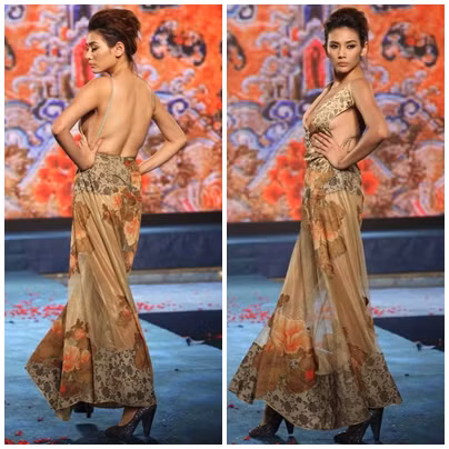 Đây không phải là lần đầu tiên Hoàng Yến diện chiếc áo khoét sâu, rộng, táo bạo như thế này trên sàn catwalk, nhưng nó vẫn khiến mọi người phải "giật mình" vì khoảng hở liều lĩnh. Đây không phải là lần đầu tiên Hoàng Yến diện chiếc áo khoét sâu, rộng, táo bạo như thế này trên sàn catwalk, nhưng nó vẫn khiến mọi người phải "giật mình" vì khoảng hở liều lĩnh.