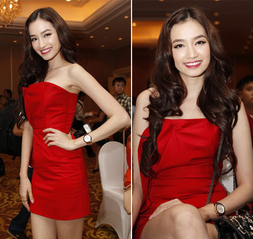 Một mái tóc xoăn lọn như của Trúc Diễm sẽ thêm phần quyến rũ cho bạn khi mặc váy đỏ đi dự tiệc nhé Một mái tóc xoăn lọn như của Trúc Diễm sẽ thêm phần quyến rũ cho bạn khi mặc váy đỏ đi dự tiệc nhé