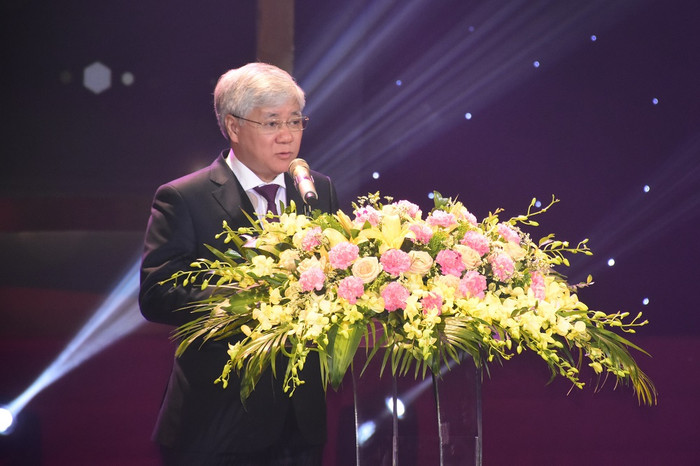 Bộ trưởng, Chủ nhiệm Ủy ban Dân tộc Đỗ Văn Chiến phát biểu khai mạc tại buổi lễ. (Ảnh: Đức Minh)