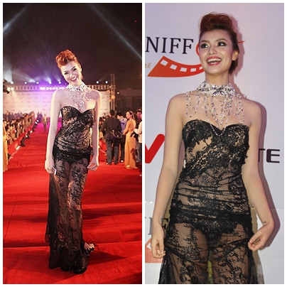 Đến bộ trang phục ren xuyên thấu này, thì mọi người đều phải 'lắc đầu' trước chân dài Hồng Quế