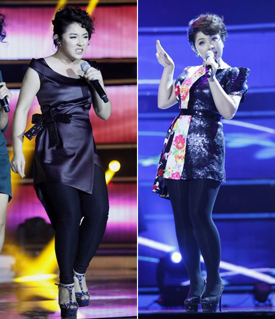 Váy quá ngắn làm lộ cặp đùi to, sự góp mặt của legging đen trong trường hợp này không phát huy hiệu quả. Váy quá ngắn làm lộ cặp đùi to, sự góp mặt của legging đen trong trường hợp này không phát huy hiệu quả.