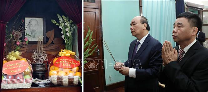 Thủ tướng Nguyễn Xuân Phúc dâng hương tưởng niệm Bác Hồ tại Nhà 67, trong Khu Di tích Chủ tịch Hồ Chí Minh tại Phủ Chủ tịch. Ảnh: Thống Nhất/TTXVN Thủ tướng Nguyễn Xuân Phúc dâng hương tưởng niệm Bác Hồ tại Nhà 67, trong Khu Di tích Chủ tịch Hồ Chí Minh tại Phủ Chủ tịch. Ảnh: Thống Nhất/TTXVN
