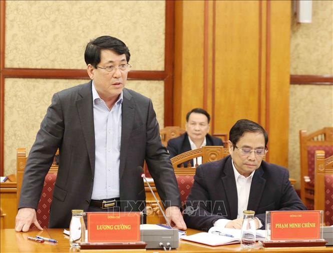 Đại tướng Lương Cường, Bí thư Trung ương Đảng, Chủ nhiệm Tổng cục Chính trị Quân đội nhân dân Việt Nam phát biểu tại phiên họp. Ảnh: Phương Hoa/TTXVN Đại tướng Lương Cường, Bí thư Trung ương Đảng, Chủ nhiệm Tổng cục Chính trị Quân đội nhân dân Việt Nam phát biểu tại phiên họp. Ảnh: Phương Hoa/TTXVN