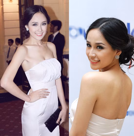 Mai Phương Thuý ngày càng gợi cảm, đặc biệt vẻ đẹp của cô càng được phô diễn khi chọn bộ váy trắng quây đi dự tiệc