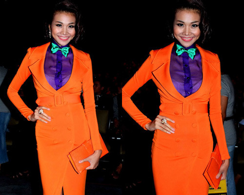 Thường xuyên chọn màu tóc đen truyền thống giúp siêu mẫu dễ phù hợp với nhiều bộ cánh sặc sỡ.