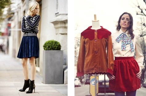 Nếu muốn sở hữu một chân váy nhung, bạn hãy chọn những chân váy có độ ngắn vừa phải, dáng hơi xòe và xếp nếp để kết hợp cùng sơ mi, áo len, hay áo pull.