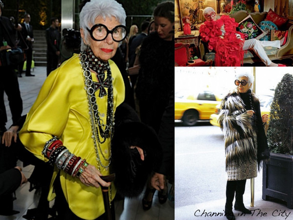 Đã 91 tuổi nhưng cụ bà tóc trắng Iris Apfel vẫn rất minh mẫn và tràn đầy sức sống với tâm hồn trẻ trung như thiếu nữ tuổi đôi mươi. Bà là một stylist, nhà thiết kế thời trang, nội thất, trang sức có tiếng tại Mỹ. Thậm chí, năm ngoái, bà còn được mời làm gương mặt đại diện cho chiến dịch quảng cáo của hãng mỹ phẩm MAC. Đã 91 tuổi nhưng cụ bà tóc trắng Iris Apfel vẫn rất minh mẫn và tràn đầy sức sống với tâm hồn trẻ trung như thiếu nữ tuổi đôi mươi. Bà là một stylist, nhà thiết kế thời trang, nội thất, trang sức có tiếng tại Mỹ. Thậm chí, năm ngoái, bà còn được mời làm gương mặt đại diện cho chiến dịch quảng cáo của hãng mỹ phẩm MAC.