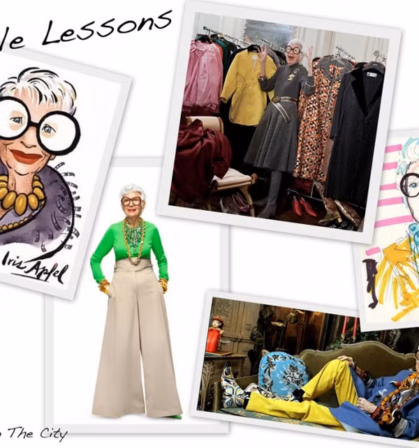 Dù đã ở cái tuổi xưa nay hiếm nhưng cụ bà Iris Apfel vẫn không bỏ qua những thiết kế trẻ trung như quần ống vảy, denim…