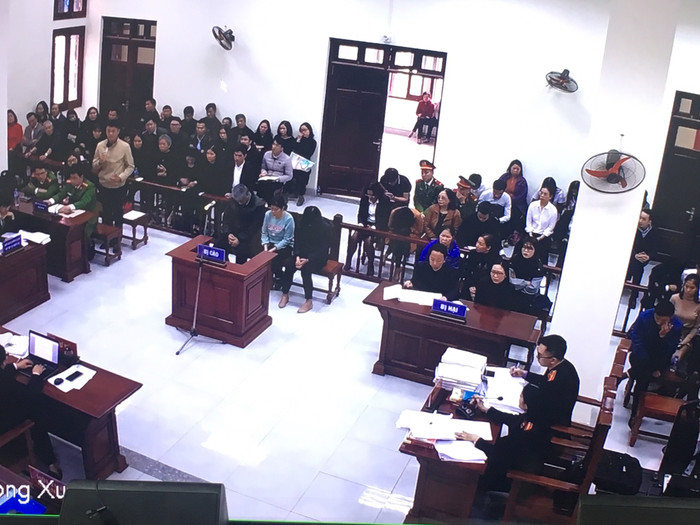 Quang cảnh phiên tòa chiều ngày 14/1. Ảnh chụp qua màn hình. Quang cảnh phiên tòa chiều ngày 14/1. Ảnh chụp qua màn hình.
