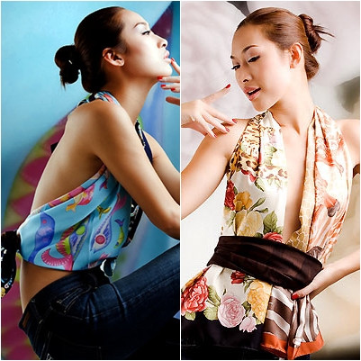 Người mẫu Quỳnh Thy với một loạt những chiếc áo bằng khăn đầy màu sắc. Người mẫu Quỳnh Thy với một loạt những chiếc áo bằng khăn đầy màu sắc.