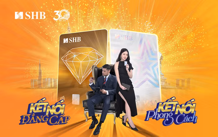 Bộ đôi thẻ tín dụng SHB Visa Platinum có thiết kế dọc hiện đại cùng hình ảnh viên kim cương và ngôi sao sáng nổi bật. Bộ đôi thẻ tín dụng SHB Visa Platinum có thiết kế dọc hiện đại cùng hình ảnh viên kim cương và ngôi sao sáng nổi bật.