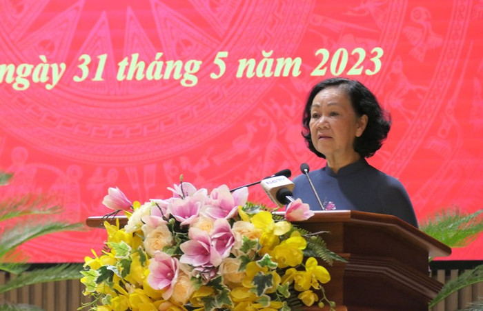 Đồng chí Trương Thị Mai phát biểu tại hội nghị. Đồng chí Trương Thị Mai phát biểu tại hội nghị.