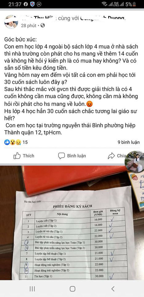 Bức xúc của phụ huynh thể hiện trên mạng xã hội (ảnh: P.L) Bức xúc của phụ huynh thể hiện trên mạng xã hội (ảnh: P.L)