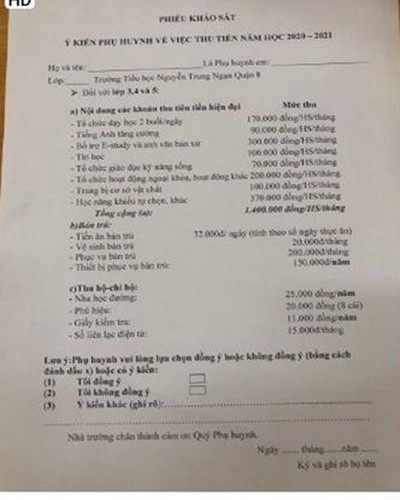 Các khoản thu dự kiến của trường Nguyễn Trung Ngạn (ảnh: P.L) Các khoản thu dự kiến của trường Nguyễn Trung Ngạn (ảnh: P.L)