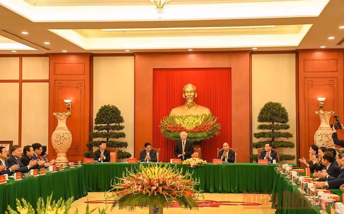 Quang cảnh buổi gặp mặt. (Ảnh: DUY LINH/ Nhandan.com.vn)