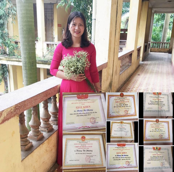 Cô Hoàng Thị Phương - giáo viên môn Toán trường Trung học phổ thông Lý Thường Kiệt, Việt Yên, Bắc Giang và những thành tích cô đạt được. (Ảnh: NVCC) Cô Hoàng Thị Phương - giáo viên môn Toán trường Trung học phổ thông Lý Thường Kiệt, Việt Yên, Bắc Giang và những thành tích cô đạt được. (Ảnh: NVCC)