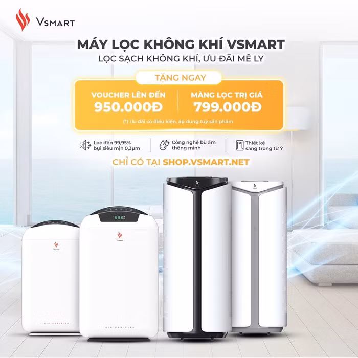 Máy lọc không khí Vsmart sở hữu hệ thống màng lọc HEPA được xem là “khắc tinh” của bụi mịn