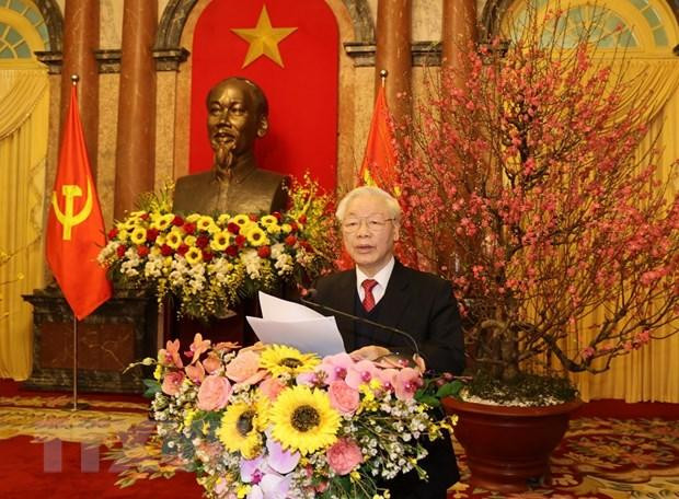 Tổng Bí thư, Chủ tịch nước Nguyễn Phú Trọng phát biểu tại buổi gặp mặt. (Ảnh: Trí Dũng/TTXVN) Tổng Bí thư, Chủ tịch nước Nguyễn Phú Trọng phát biểu tại buổi gặp mặt. (Ảnh: Trí Dũng/TTXVN)